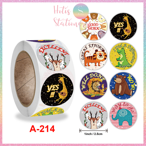 [HOTIS] Sticker Cuộn 500 Nhãn Dán Khen Thưởng Học Sinh - Tạo Động Lực, Kích Thích Học Tập, Phù Hợp Giáo Viên & Phụ Huynh
