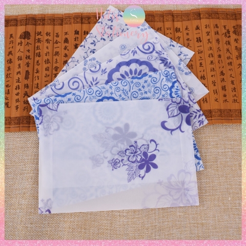 [HOTIS] Phong bì, bìa thư, bì thư giấy can tranh thủy mặc, cổ phong 12.5x17.5cm - Set 5 cái