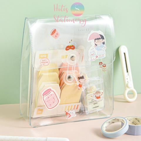Túi đựng bút, dụng cụ học tập, mỹ phẩm PVC trong suốt siêu cute hotis-stationery