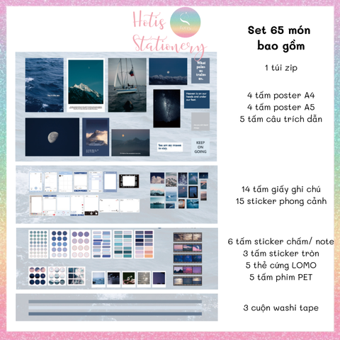 [HOTIS] Set 65 món đồ dùng làm bullet journal, trang trí bàn học, làm thiệp