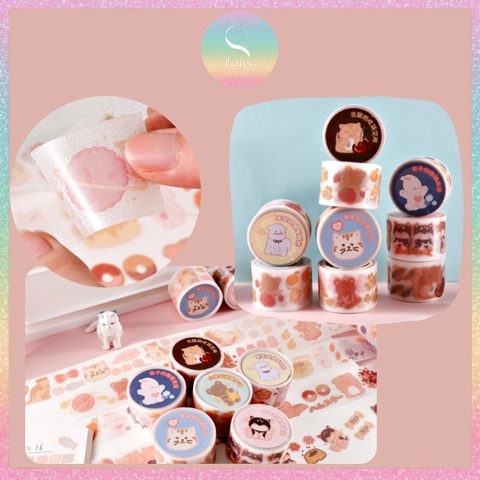 [HOTIS] Washi cuộn PVC động vật dễ thương - Dài 3m