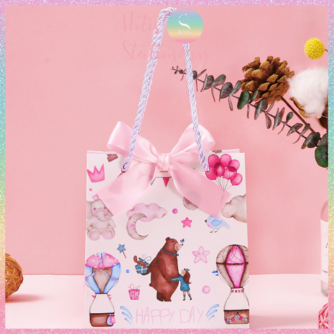 [HOTIS] Túi quà tặng Happy Day hoạt hình cute - Tặng kèm ruy băng thắc nơ