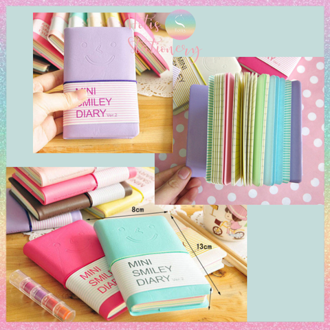 [HOTIS] Sổ tay MINI SMILEY DIARY bìa da nhiều màu - Khổ 7.7x12.7cm - 192 trang