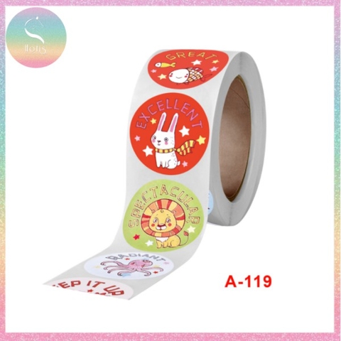 [HOTIS] Sticker Cuộn 500 Nhãn Dán Khen Thưởng Học Sinh - Tạo Động Lực, Kích Thích Học Tập, Phù Hợp Giáo Viên & Phụ Huynh