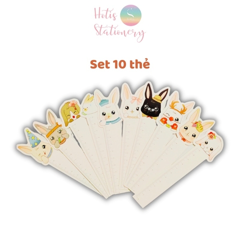 [HOTIS] Bookmark thước kẻ đánh dấu sách hình thỏ kawaii - Hộp 30 thẻ, có tách set lẻ
