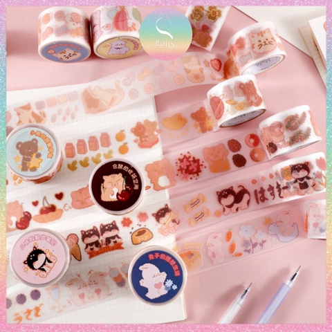 [HOTIS] Washi cuộn PVC động vật dễ thương - Dài 3m