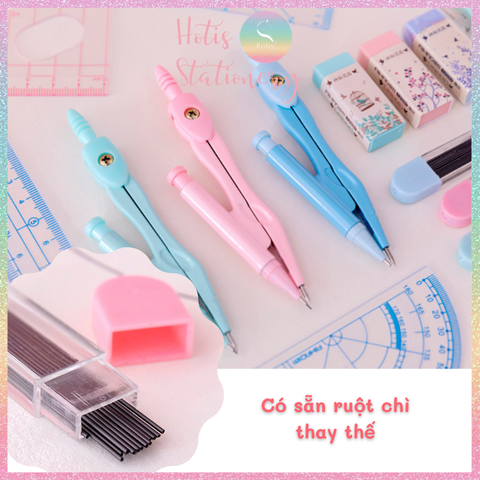 [HOTIS] Bộ compa thước kẻ 8 món màu pastel cực xinh