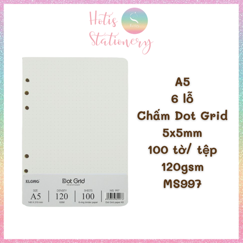 [HOTIS] Ruột sổ còng, tệp 100 tờ giấy refill binder KLong A5/B5/A4