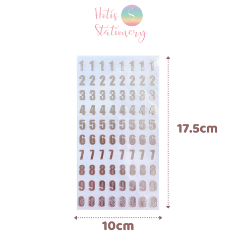 Sticker nhãn dán chữ số PET ánh kim trang trí sổ