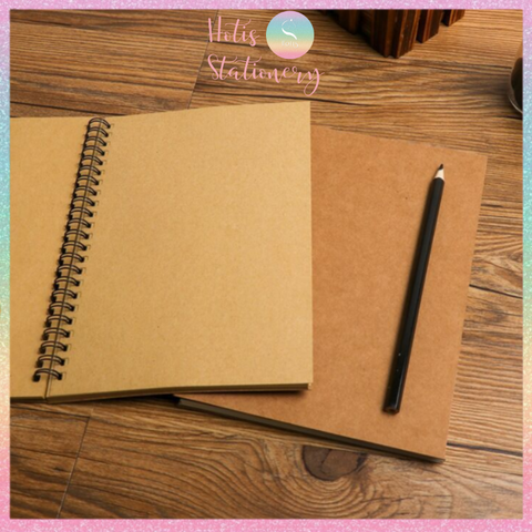 [HOTIS] Sổ lò xo bìa cứng kraft nâu đen - Khổ B5/ A5/ 32K - 50 tờ - 80gsm