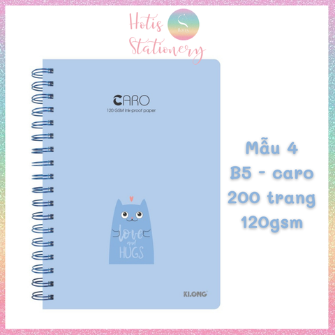 HOTIS Sổ lò xo kép Klong caro B5 200 trang, bìa cứng