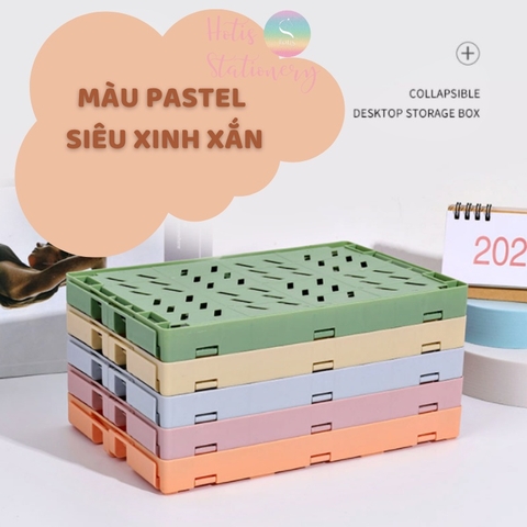 Rổ xếp đựng đồ dùng học tập, mỹ phẩm đa năng - Cỡ lớn 25.5x15x9.7cm Hotis Stationery