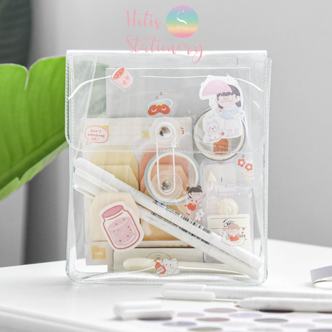 Túi đựng bút, dụng cụ học tập, mỹ phẩm PVC trong suốt siêu cute hotis-stationery