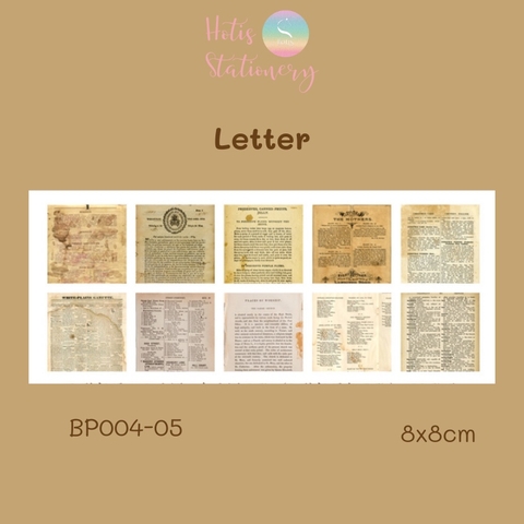 [HOTIS] Set giấy nền retro vintage họa tiết báo cũ chữ Tiếng Anh - 60 tờ