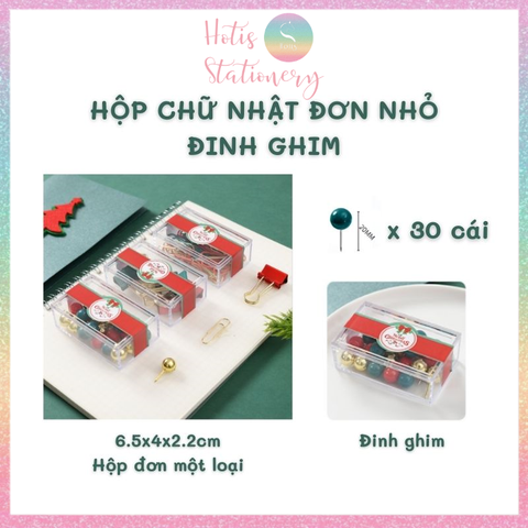 [HOTIS] Bộ Quà tặng VPP Giáng Sinh - Combo kẹp giấy, kẹp bướm, đinh ghim, nam châm, đồ bấm kim và kim bấm