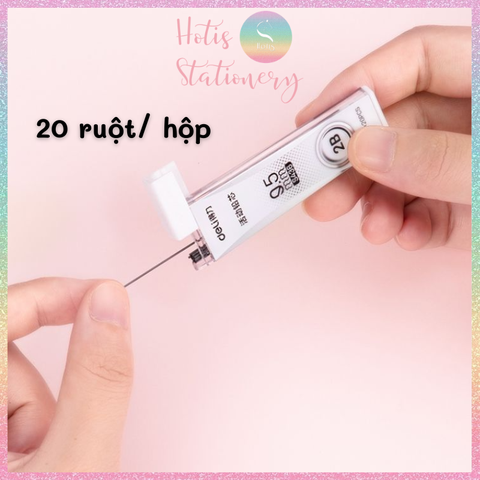 [HOTIS] Ruột bút chì bấm kim Deli ngòi 0.5/ 0.7mm 2B dạng hộp trắng đen nắp trượt