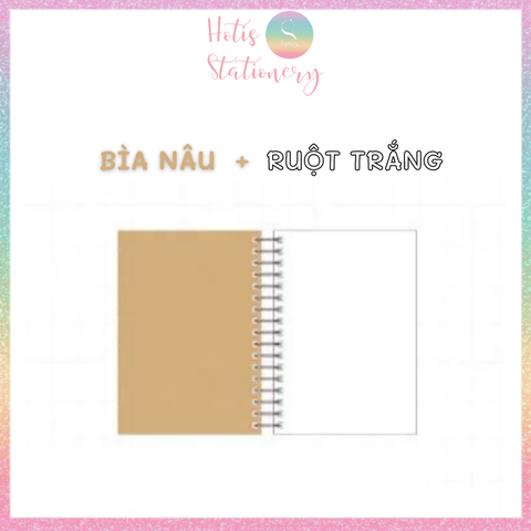 [HOTIS] Sổ lò xo bìa cứng kraft nâu đen - Khổ B5/ A5/ 32K - 50 tờ - 80gsm