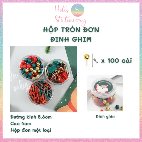 [HOTIS] Bộ Quà tặng VPP Giáng Sinh - Combo kẹp giấy, kẹp bướm, đinh ghim, nam châm, đồ bấm kim và kim bấm