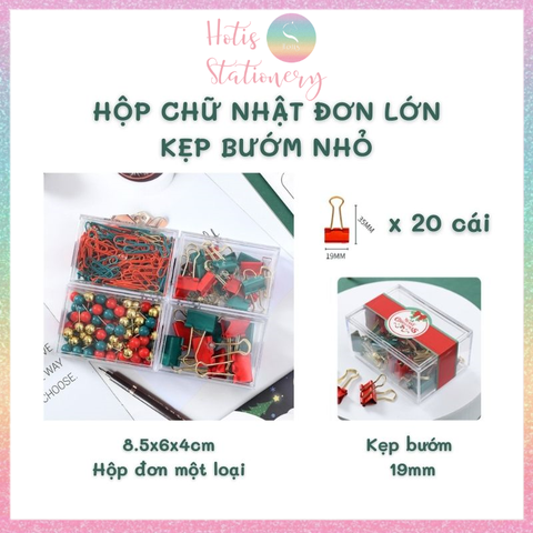[HOTIS] Bộ Quà tặng VPP Giáng Sinh - Combo kẹp giấy, kẹp bướm, đinh ghim, nam châm, đồ bấm kim và kim bấm