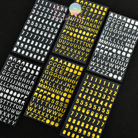 Sticker nhãn dán chữ số PET ánh kim trang trí sổ