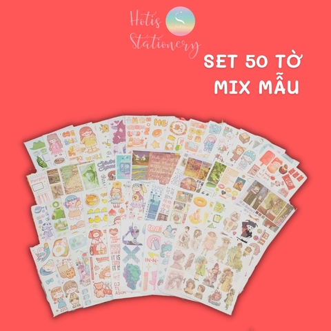 [HOTIS] 50 MẪU - Sticker dán sổ hoạt hình Colorful Dream - 50 tờ/ hộp