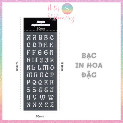[HOTIS] Sticker chữ in hoa/ thường màu vàng bạc ánh kim trang trí sổ bullet journal