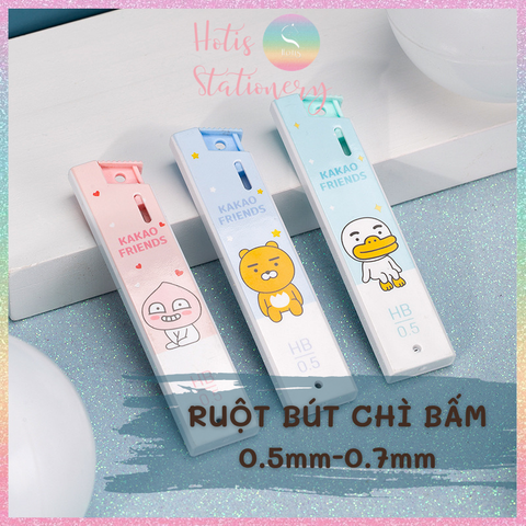 [HOTIS] Ruột bút chì bấm kim Deli ngòi 0.5/ 0.7mm HB dạng hộp bấm Kakao Friends