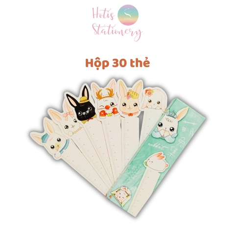 [HOTIS] Bookmark thước kẻ đánh dấu sách hình thỏ kawaii - Hộp 30 thẻ, có tách set lẻ