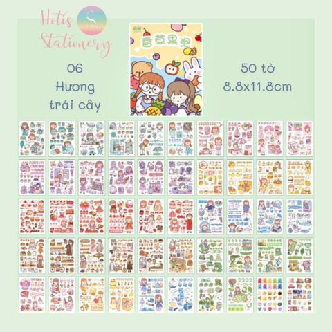 [HOTIS] 50 MẪU - Sticker dán sổ hoạt hình Colorful Dream - 50 tờ/ hộp