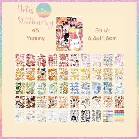 [HOTIS] 50 MẪU - Sticker dán sổ hoạt hình Colorful Dream - 50 tờ/ hộp