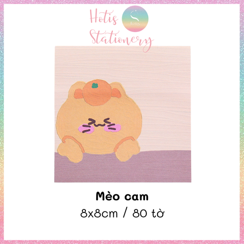 [HOTIS] [16 MẪU] Tệp 80 tờ giấy ghi chú tranh phong cảnh, giấy note hình thú đáng yêu - 8x8cm