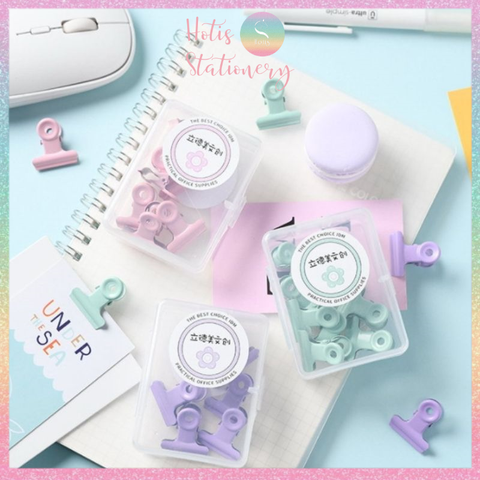 [HOTIS] Kẹp giấy kim loại màu Macaron Paper Clip kẹp bướm giữ tài liệu