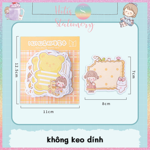 [HOTIS] Set 100 tờ giấy ghi chú MUYU hoạt hình dễ thương, không keo dính