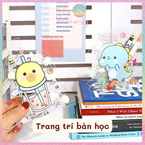 [HOTIS] Ống đựng bút acrylic trong suốt để bàn, hộp đựng cọ trang điểm - Nhiều hình dễ thương