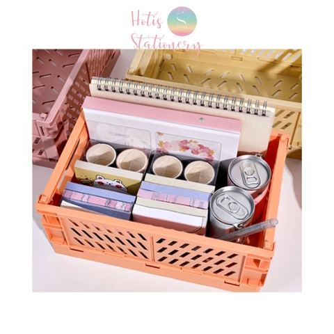 Rổ xếp đựng đồ dùng học tập, mỹ phẩm đa năng - Cỡ lớn 25.5x15x9.7cm Hotis Stationery