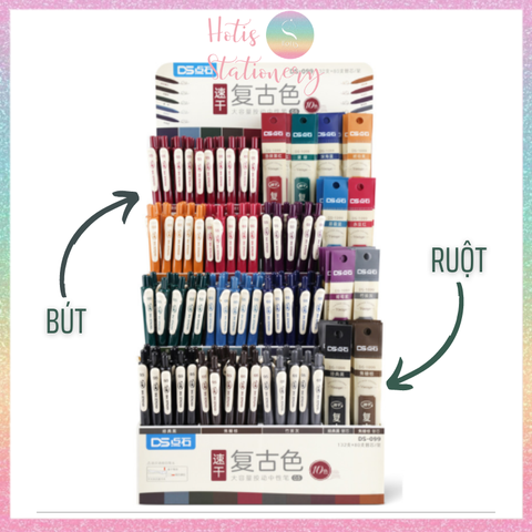 [HOTIS] 25 màu - Bút gel bấm màu vintage ngòi 0.5mm DS-099 Light Retro Gel Pen - 1 cây