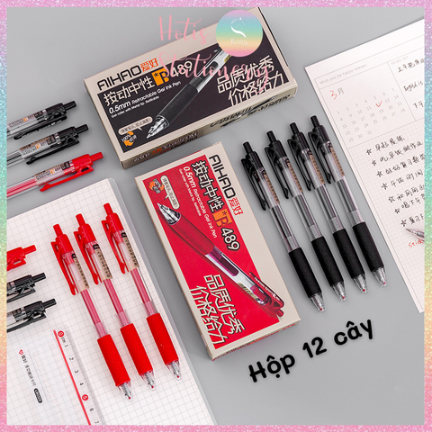 [HOTIS] Bút bi gel 0.5mm, bút bi bấm gel viết êm và mượt - 4 màu