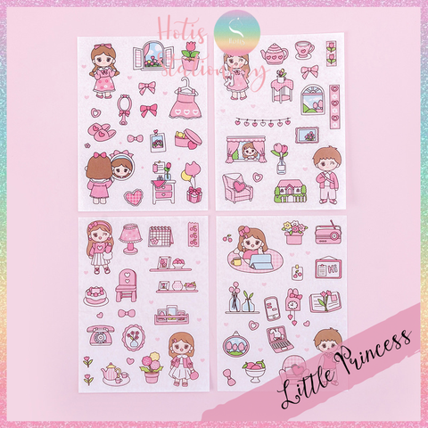[HOTIS] Set 4 tấm sticker cô bé cute trang trí sổ tay, bàn học - 18x10.5cm
