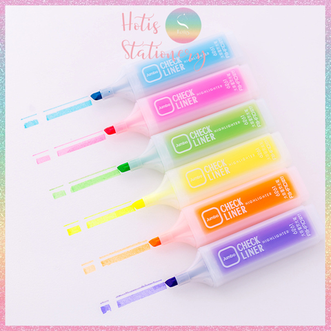 [HOTIS] Set 6 bút highlight dạ quang Check Liner dung lượng lớn - 6 màu