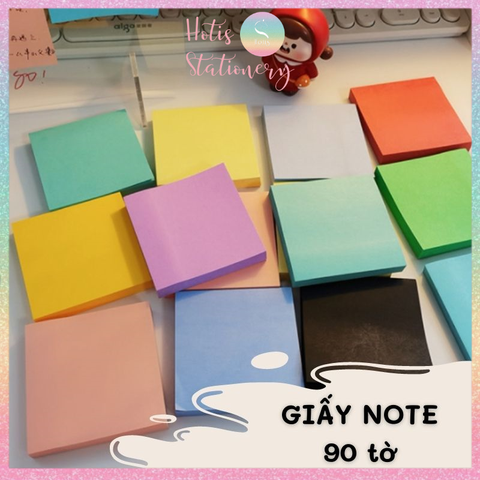 [HOTIS] Tệp 90 tờ giấy note, giấy ghi chú Post-it 3M có keo dính, nhiều màu - 7.6x7.6cm