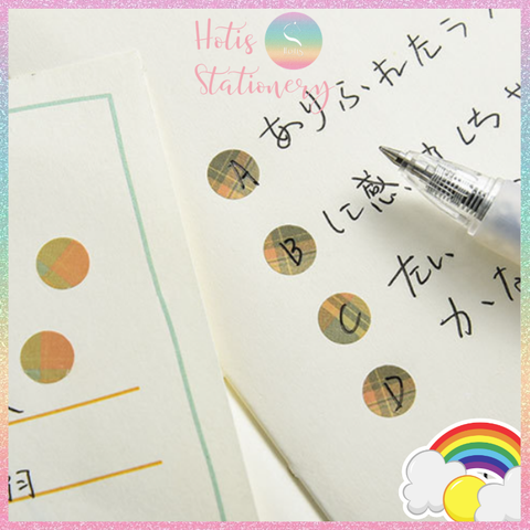[HOTIS] Cuộn sticker chấm tròn kẻ sọc phối màu, cuộn dài 3m trang trí sổ, bullet journal