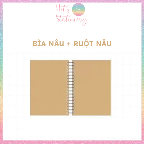 [HOTIS] Sổ lò xo bìa cứng kraft nâu đen - Khổ B5/ A5/ 32K - 50 tờ - 80gsm