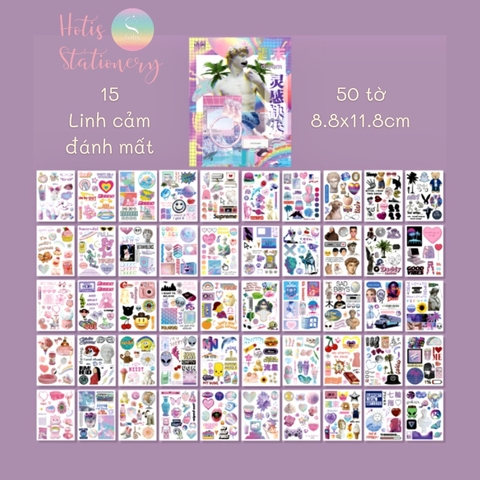 [HOTIS] 50 MẪU - Sticker dán sổ hoạt hình Colorful Dream - 50 tờ/ hộp