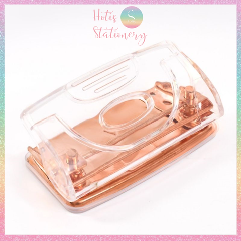 [HOTIS] Đồ bấm lỗ trong suốt màu vàng hồng sang chảnh - Dùng cho giẩy refill sổ còng binder