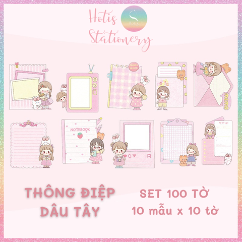 [HOTIS] Set 100 tờ giấy ghi chú MUYU hoạt hình dễ thương, không keo dính
