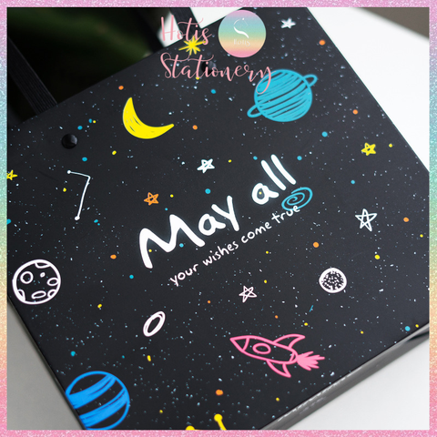 [HOTIS] Túi quà tặng hành tinh đen huyền bí có quai xách và tặng kèm ruy băng thắc nơ