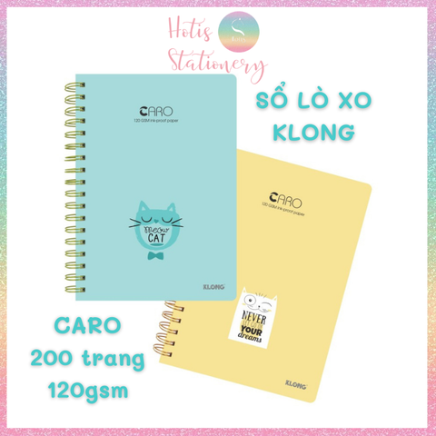 HOTIS Sổ lò xo kép Klong caro B5 200 trang, bìa cứng