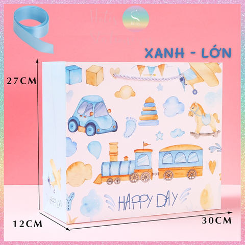 [HOTIS] Túi quà tặng Happy Day hoạt hình cute - Tặng kèm ruy băng thắc nơ