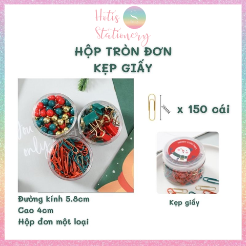 [HOTIS] Bộ Quà tặng VPP Giáng Sinh - Combo kẹp giấy, kẹp bướm, đinh ghim, nam châm, đồ bấm kim và kim bấm