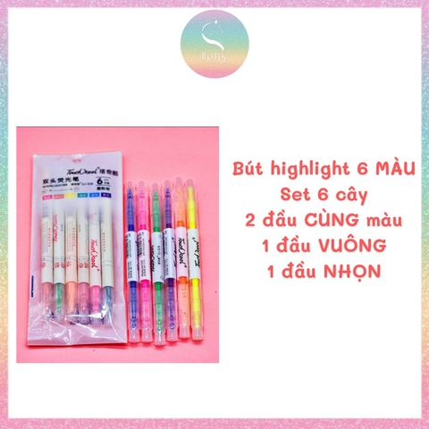 [HOTIS] Bút highlight dạ quang 2 đầu - Set 3/5/6